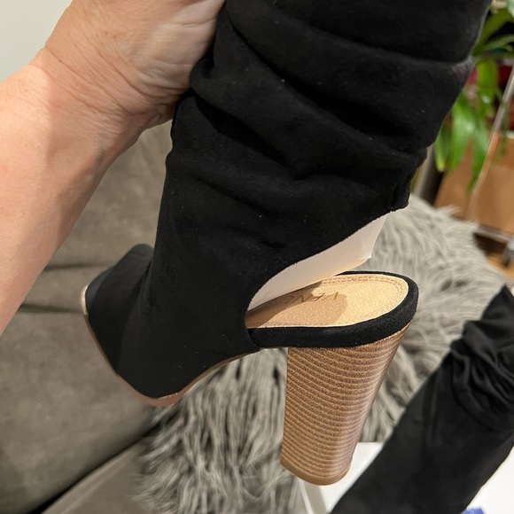 NEW VENUS Vegan Sexy Slouchy Peep Toe Open Back Boots - Picture 6 of 6
